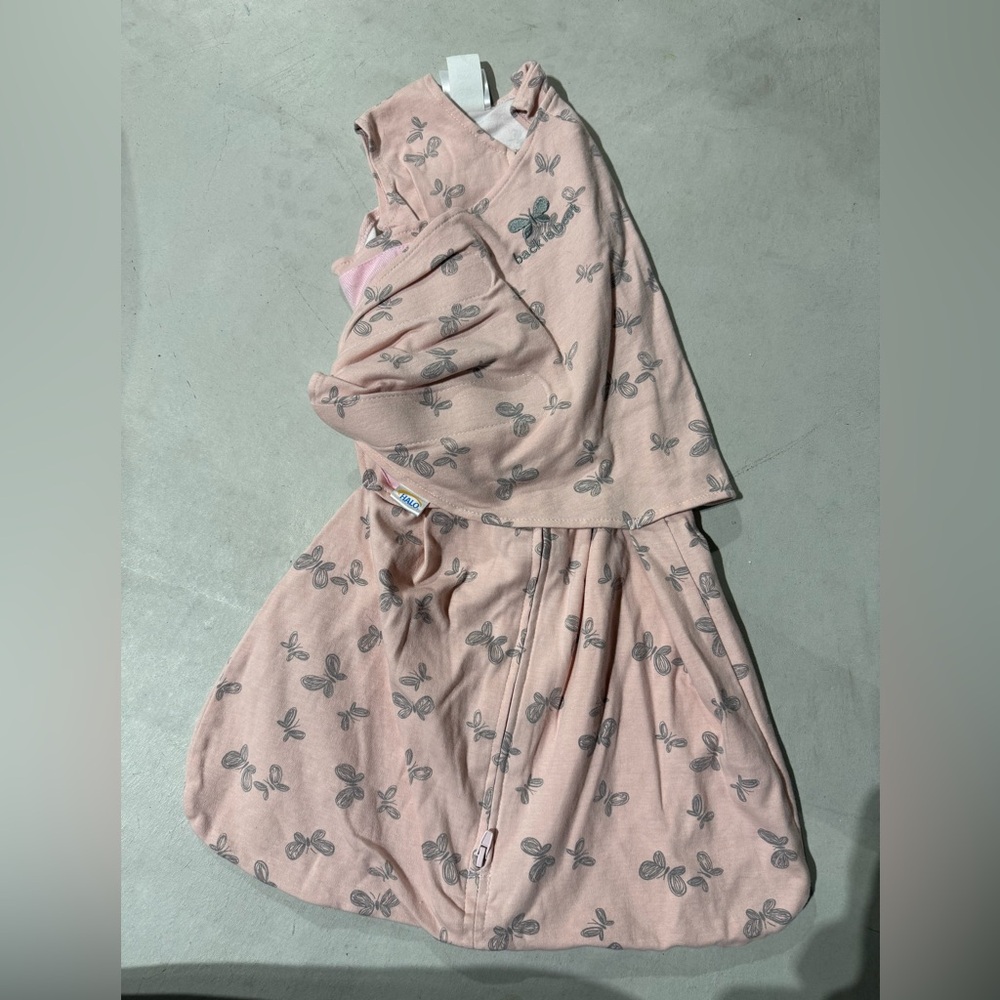 Halo Pink Swaddle with Gray Butterfly Design size small